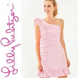Lilly Pulitzer Tiffani Pink Striped One-Shoulder Dress